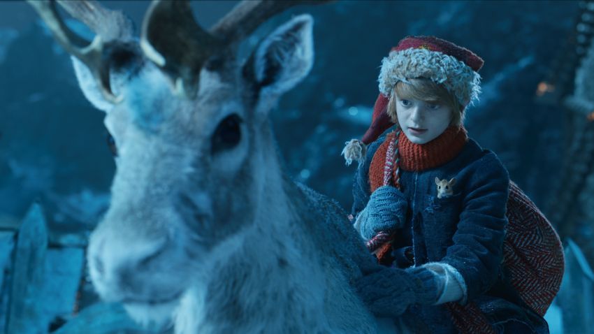 A Boy Called Christmas Film Still: Nikolas riding a reindeer