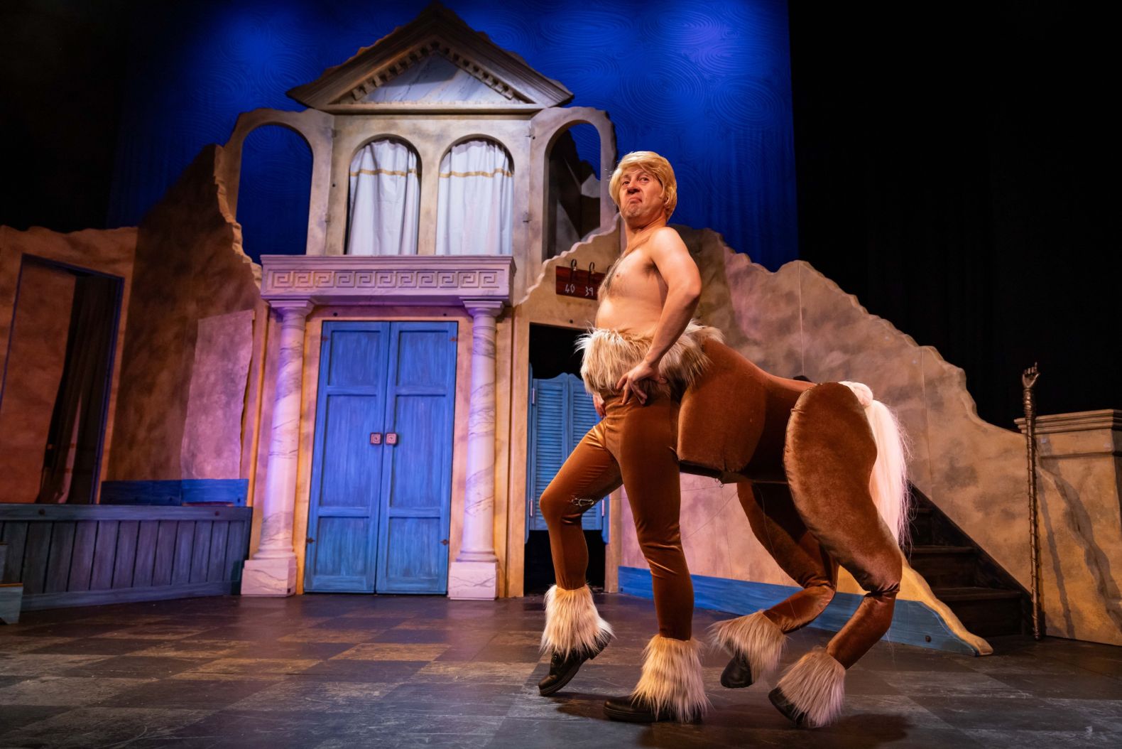 A production shot from Oh Zeus!