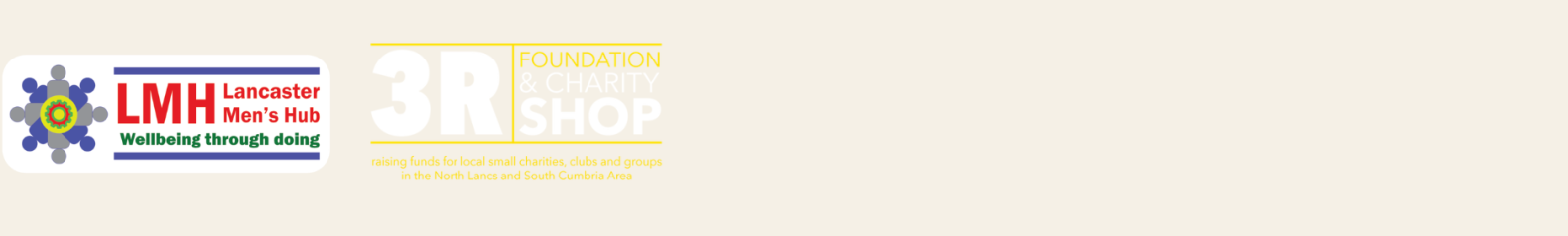 Lancaster Men's Hub and 3R Foundation & Charity Shop logos