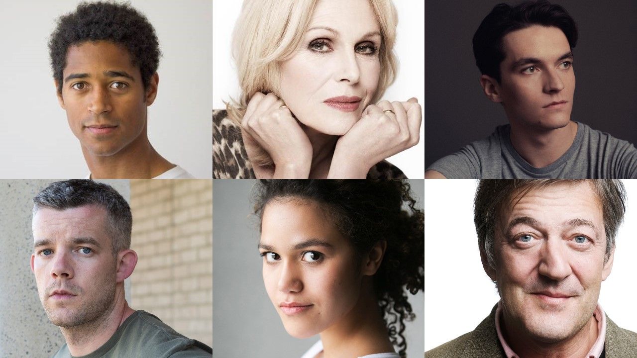 The Picture of Dorian Gray cast (clockwise): Alfred Enoch, Joanna Lumley, Fionn Whitehead, Stephen Fry, Emma McDonald, Russell Tovey