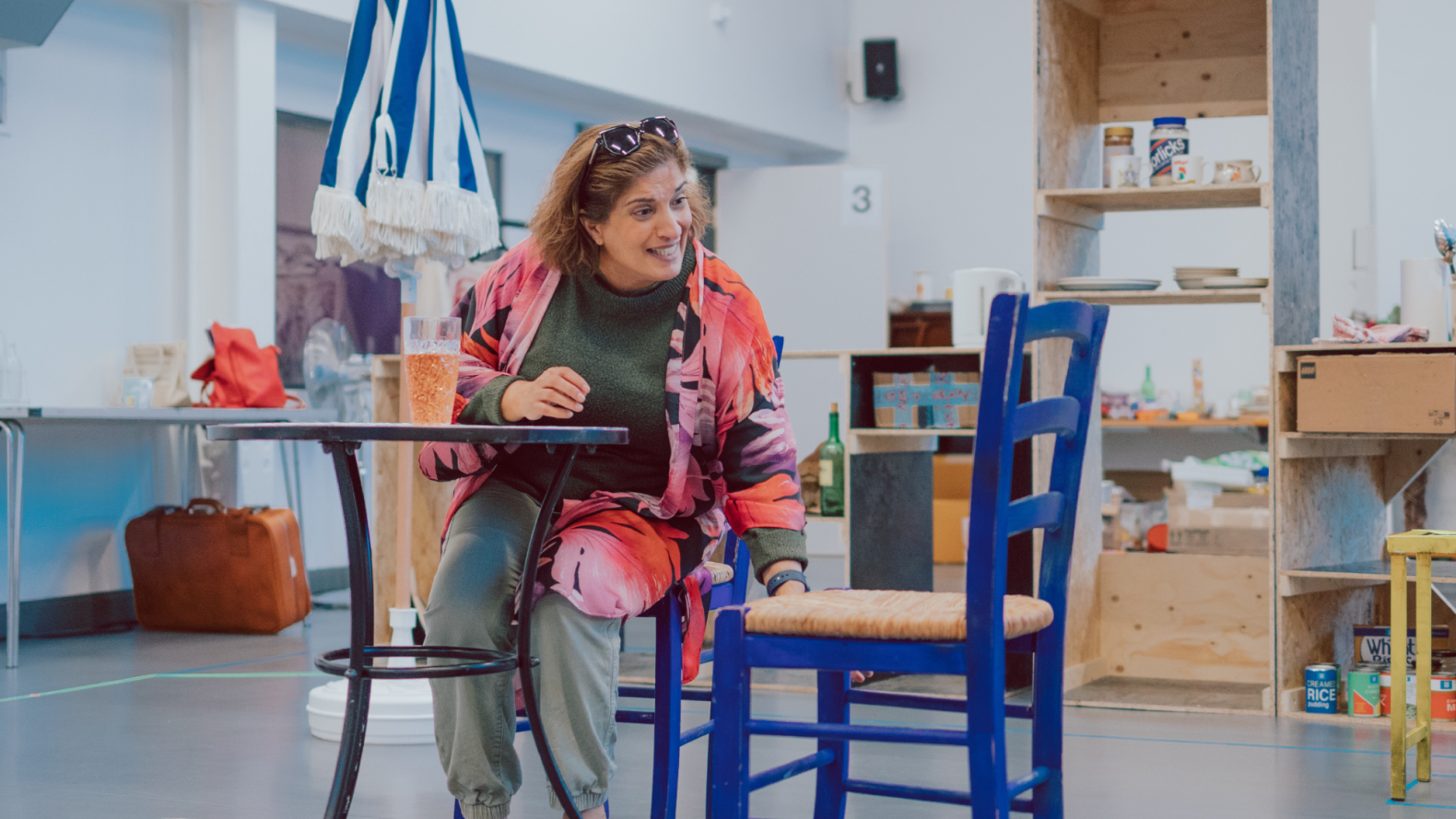 Shirley Valentine Rehearsal Photo. Credit: Fraser Scott