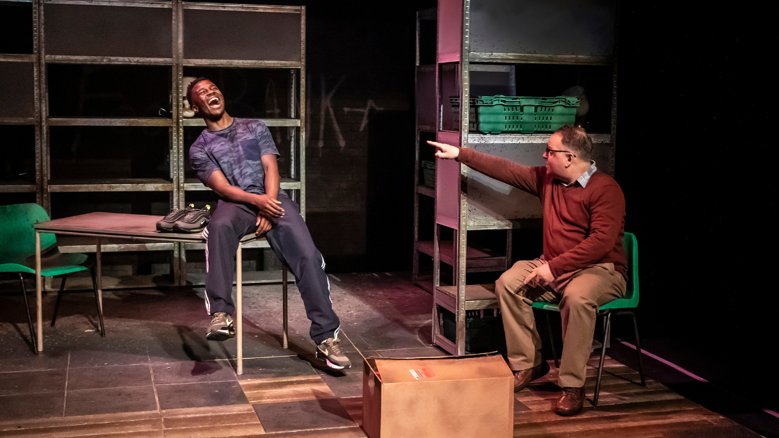 Kema Sikazwe and David Nellist in I, Daniel Blake