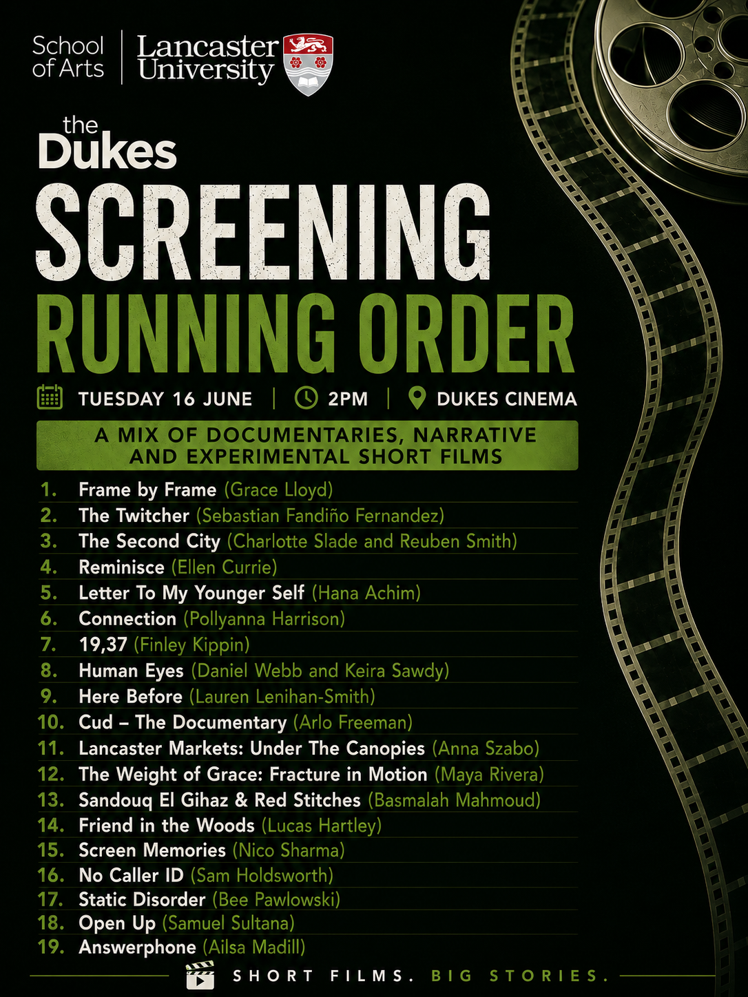 Screening running order