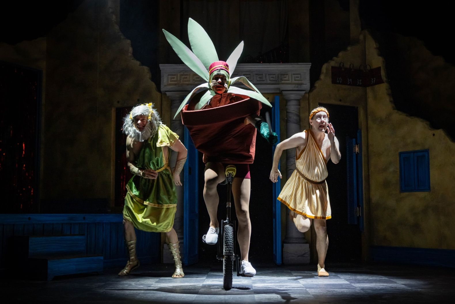 A production shot from Oh Zeus!