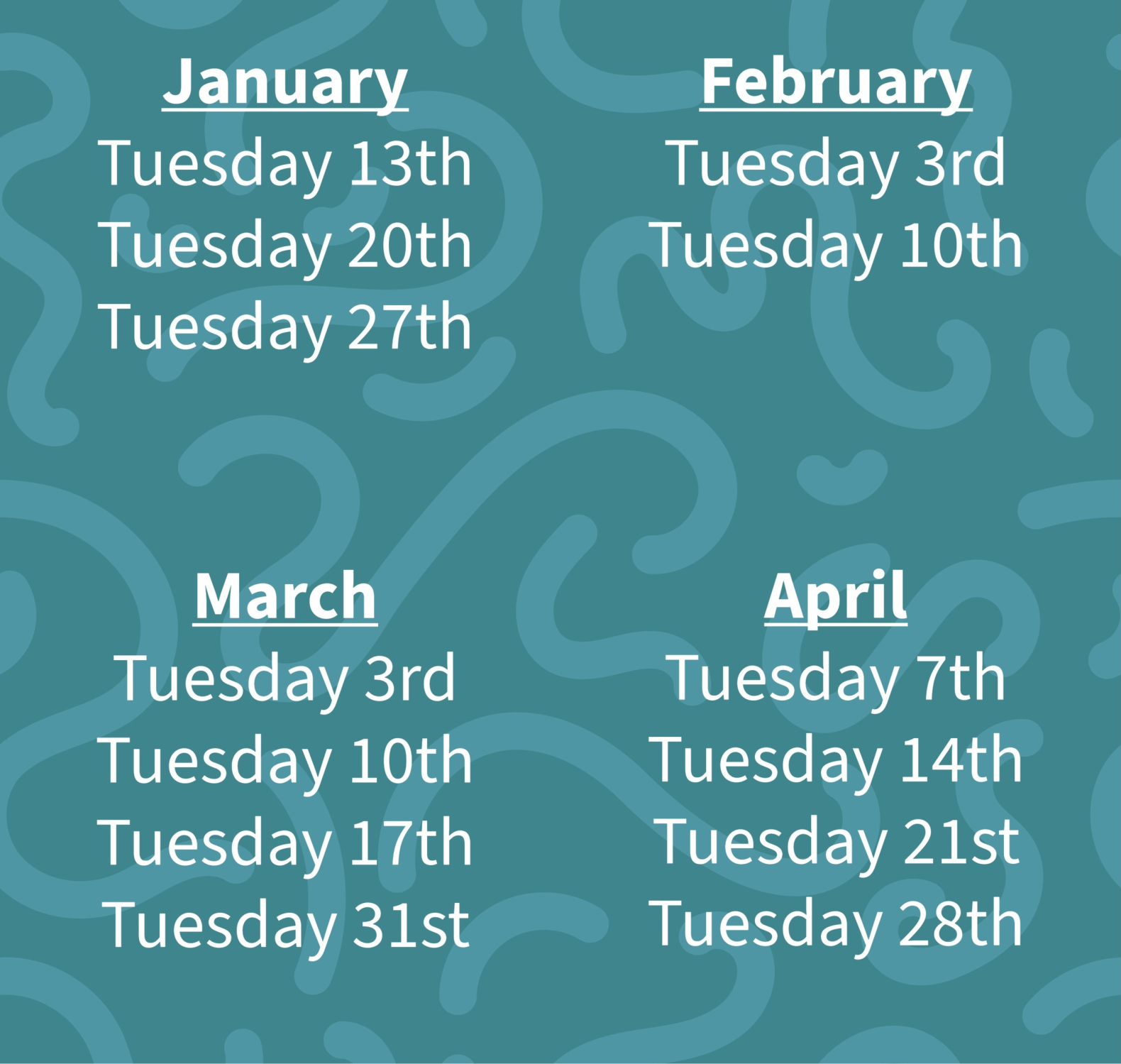Image showing the dates for term 2 acting classes