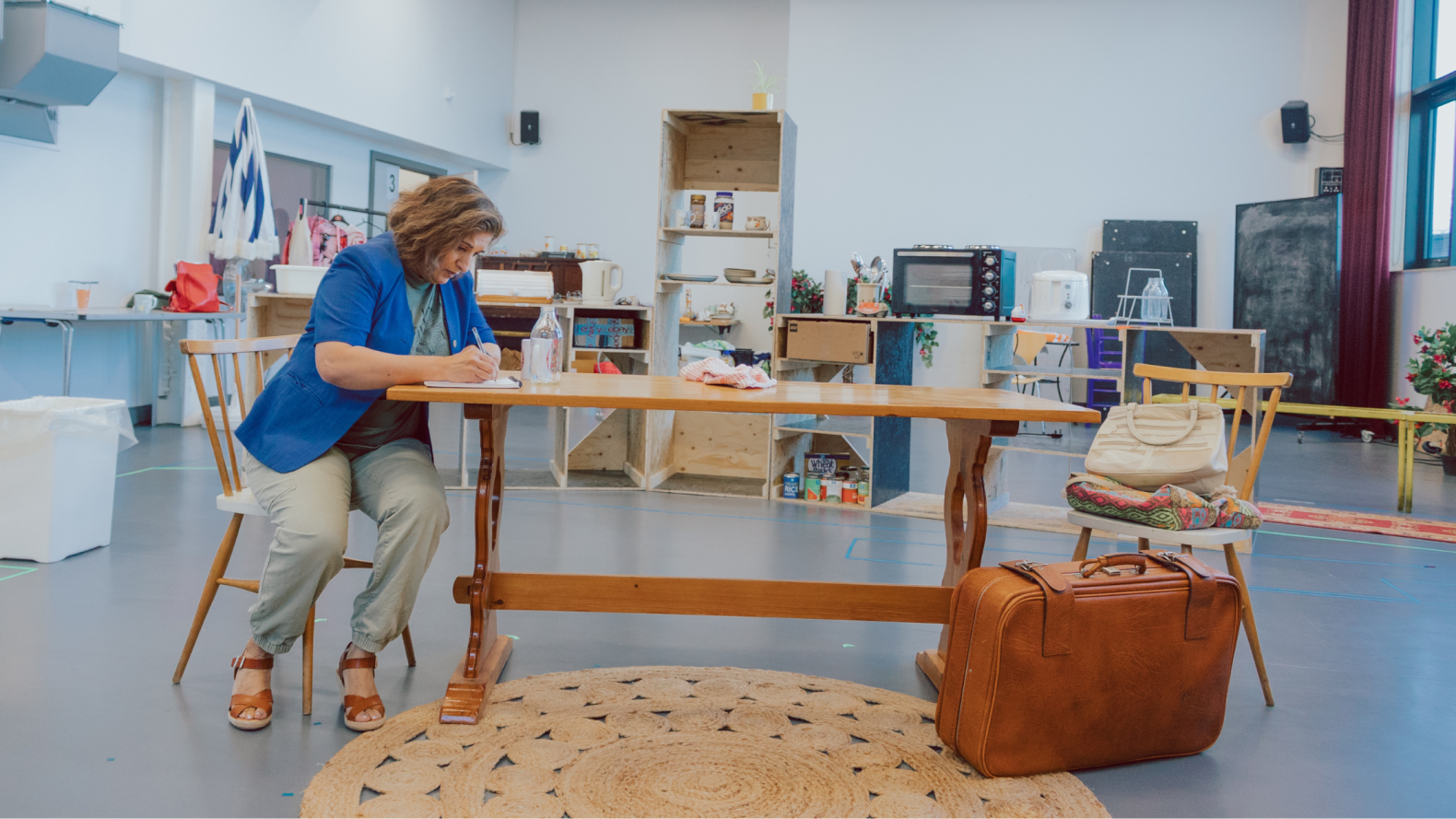 Shirley Valentine Rehearsal Photo. Credit: Fraser Scott