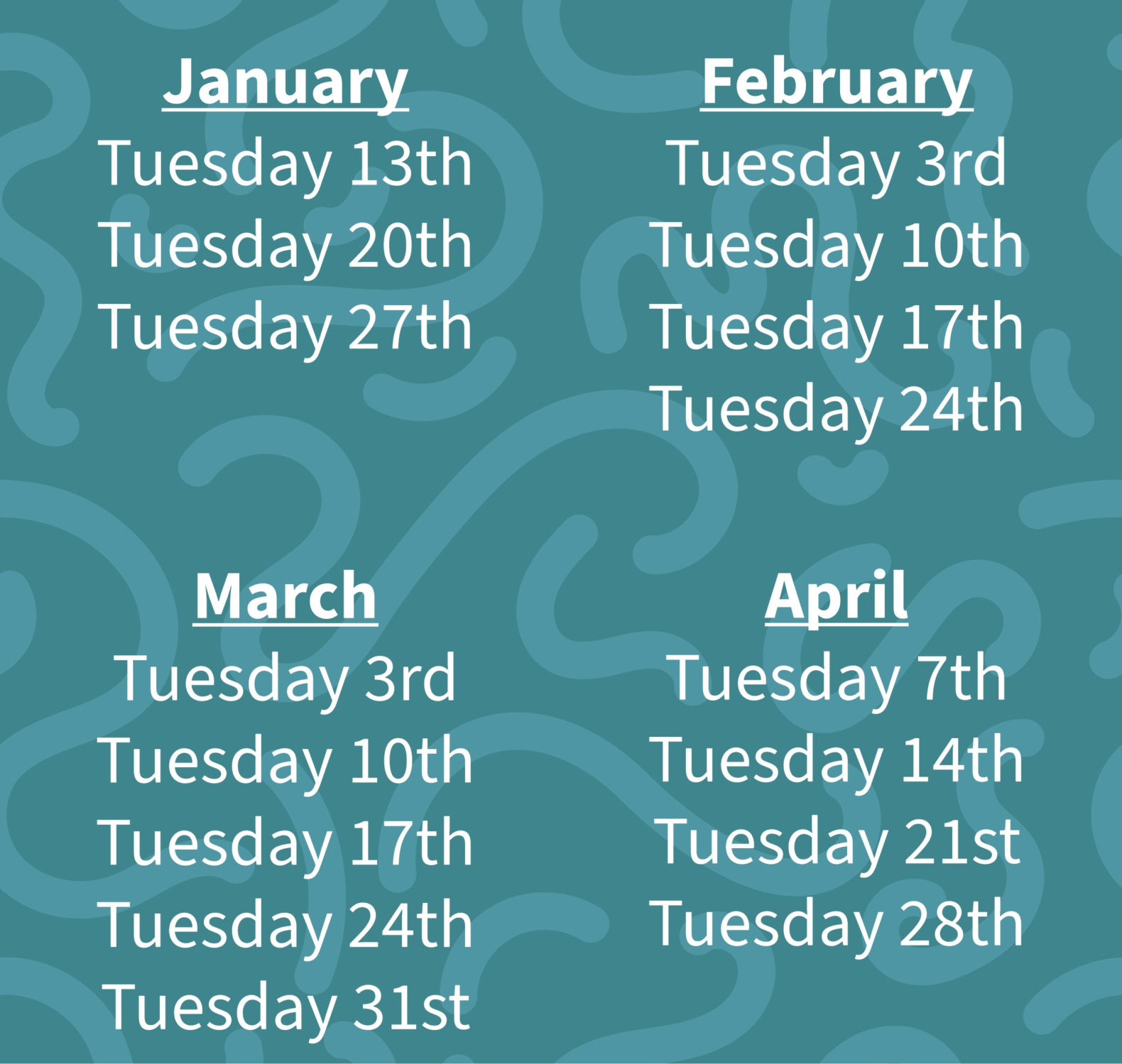 Image showing the dates for term 2 acting classes
