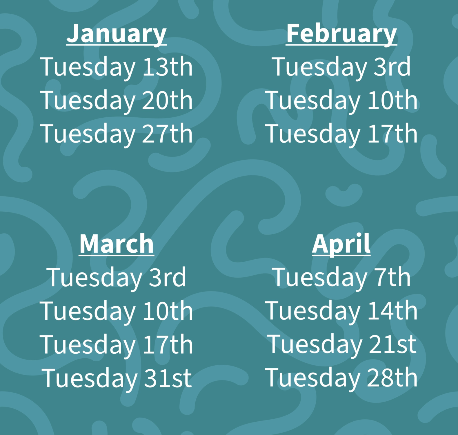 Image showing the dates for term 2 acting classes